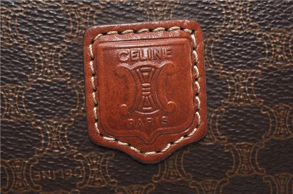 Authentic CELINE Macadam Blason Pattern Clutch Hand Bag PVC Leather Brown 0976G