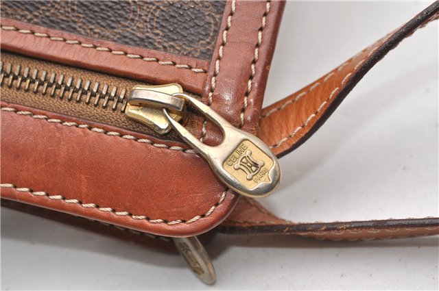 Authentic CELINE Macadam Blason Pattern Clutch Hand Bag PVC Leather Brown 0976G
