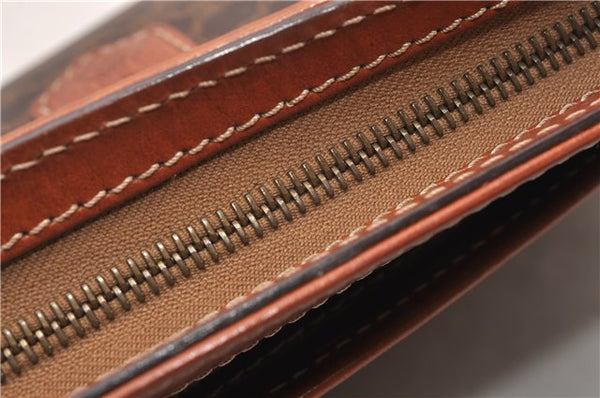 Authentic CELINE Macadam Blason Pattern Clutch Hand Bag PVC Leather Brown 0976G