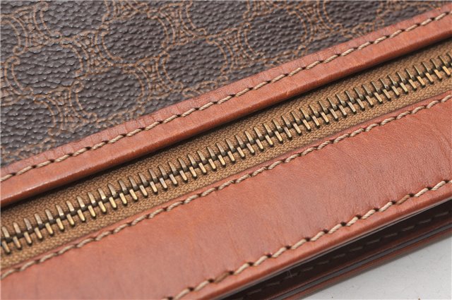 Authentic CELINE Macadam Blason Pattern Clutch Hand Bag PVC Leather Brown 0976G