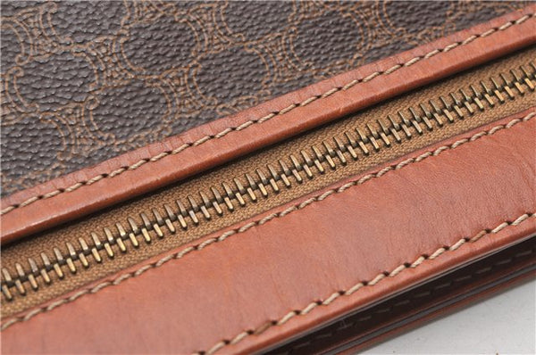 Authentic CELINE Macadam Blason Pattern Clutch Hand Bag PVC Leather Brown 0976G
