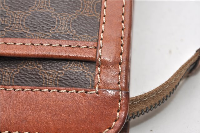 Authentic CELINE Macadam Blason Pattern Clutch Hand Bag PVC Leather Brown 0976G