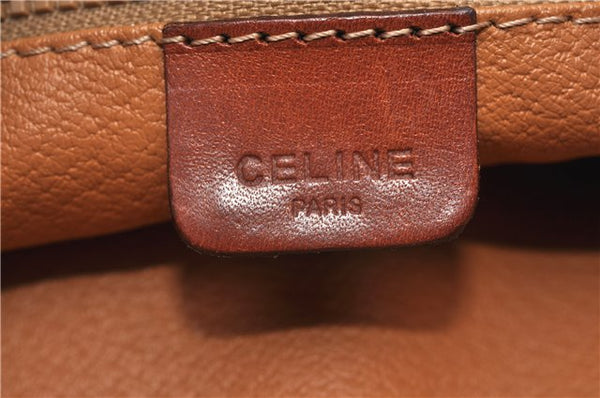 Authentic CELINE Macadam Blason Pattern Clutch Hand Bag PVC Leather Brown 0976G