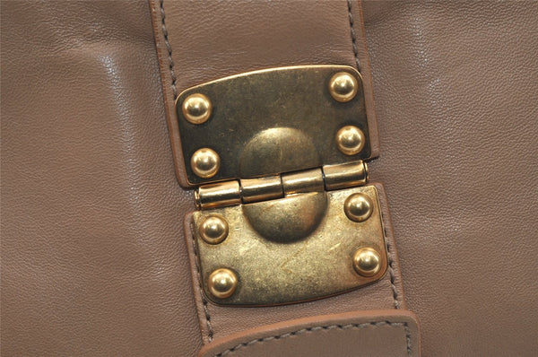 Authentic MIU MIU Matelasse Leather 2Way Shoulder Hand Bag Purse Beige 0976I