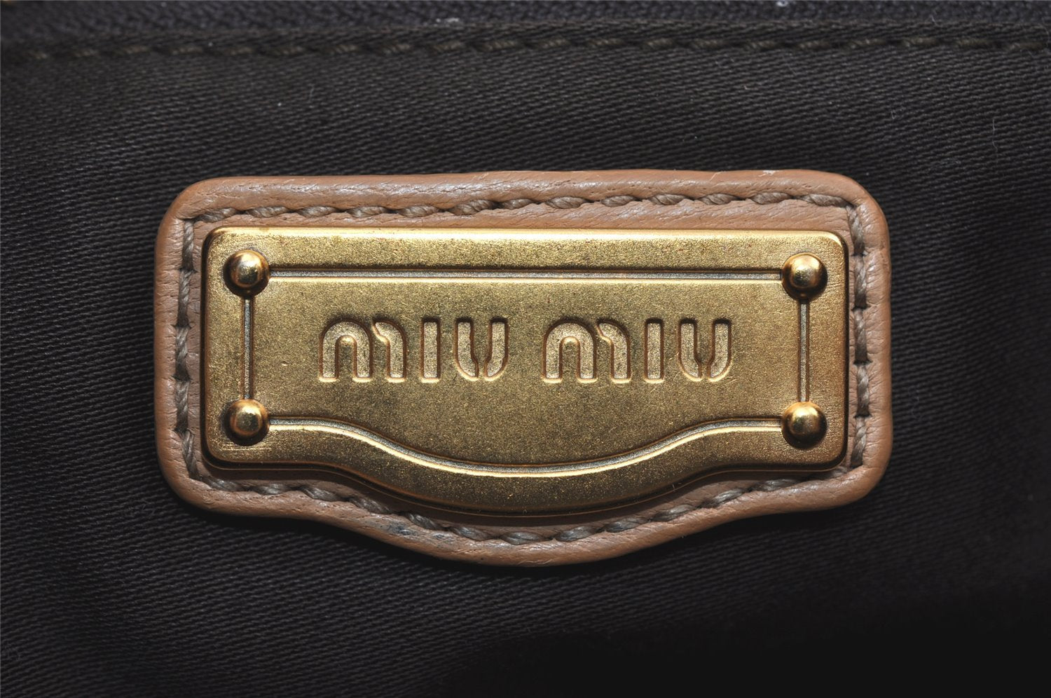 Authentic MIU MIU Matelasse Leather 2Way Shoulder Hand Bag Purse Beige 0976I