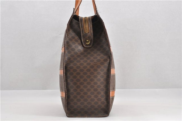 Authentic CELINE Macadam Blason Shoulder Tote Bag PVC Leather Brown 0977G