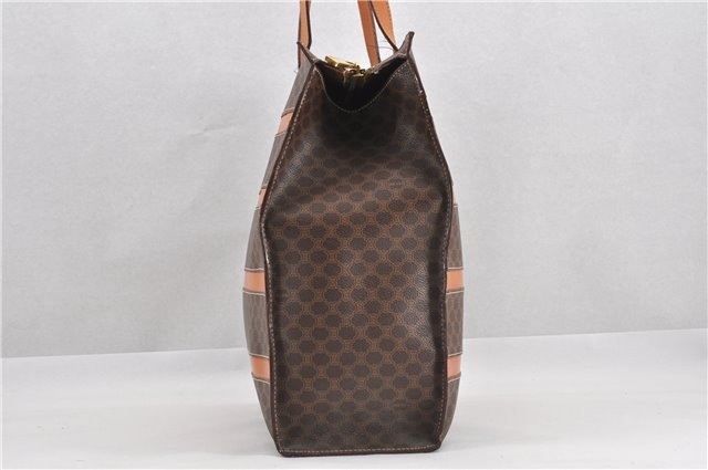 Authentic CELINE Macadam Blason Shoulder Tote Bag PVC Leather Brown 0977G