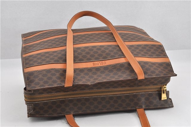 Authentic CELINE Macadam Blason Shoulder Tote Bag PVC Leather Brown 0977G