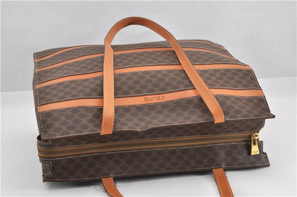 Authentic CELINE Macadam Blason Shoulder Tote Bag PVC Leather Brown 0977G