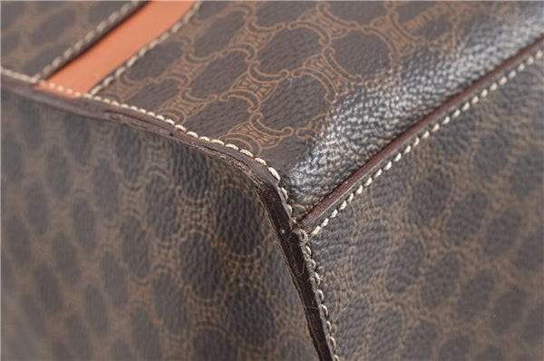 Authentic CELINE Macadam Blason Shoulder Tote Bag PVC Leather Brown 0977G