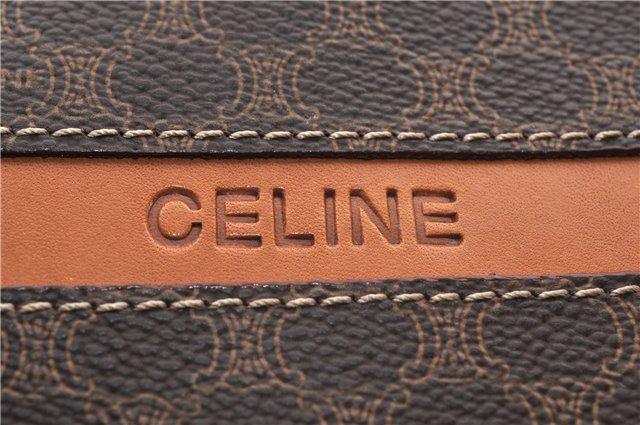 Authentic CELINE Macadam Blason Shoulder Tote Bag PVC Leather Brown 0977G