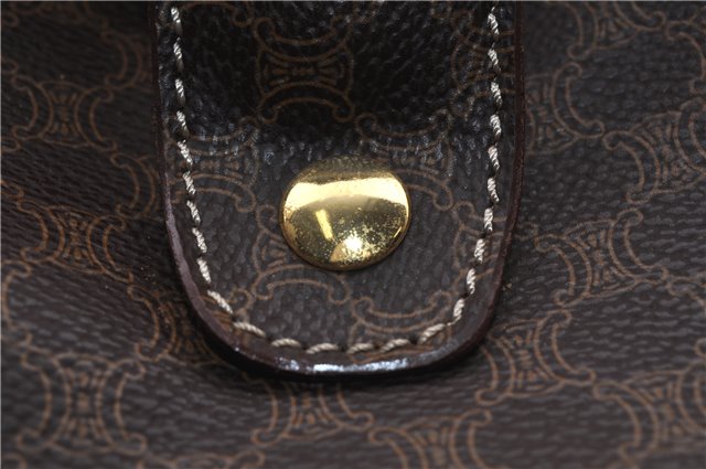Authentic CELINE Macadam Blason Shoulder Tote Bag PVC Leather Brown 0977G