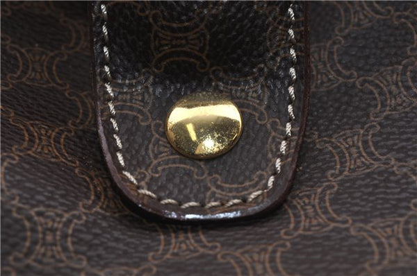 Authentic CELINE Macadam Blason Shoulder Tote Bag PVC Leather Brown 0977G