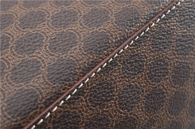 Authentic CELINE Macadam Blason Shoulder Tote Bag PVC Leather Brown 0977G