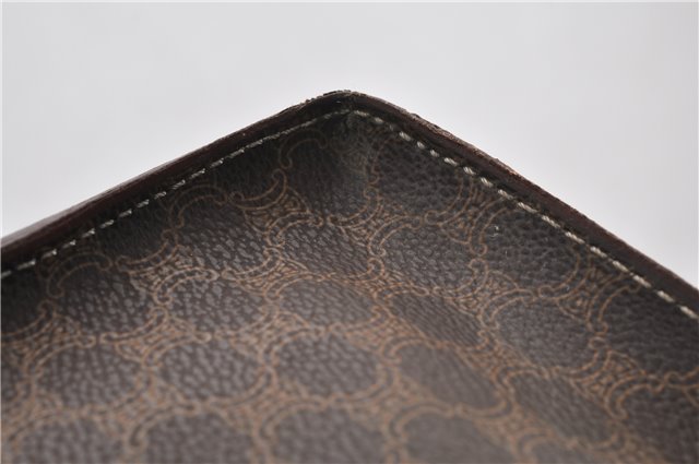 Authentic CELINE Macadam Blason Shoulder Tote Bag PVC Leather Brown 0977G