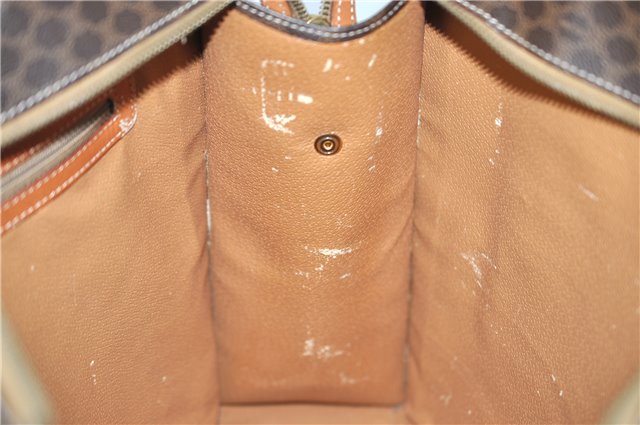 Authentic CELINE Macadam Blason Shoulder Tote Bag PVC Leather Brown 0977G