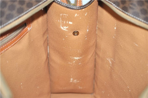 Authentic CELINE Macadam Blason Shoulder Tote Bag PVC Leather Brown 0977G