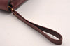 Authentic Burberrys Vintage Leather Clutch Hand Bag Purse Bordeaux Red 0977I