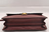 Authentic Burberrys Vintage Leather Clutch Hand Bag Purse Bordeaux Red 0977I