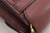 Authentic Burberrys Vintage Leather Clutch Hand Bag Purse Bordeaux Red 0977I