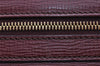 Authentic Burberrys Vintage Leather Clutch Hand Bag Purse Bordeaux Red 0977I