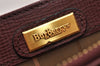 Authentic Burberrys Vintage Leather Clutch Hand Bag Purse Bordeaux Red 0977I