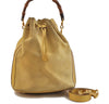 Authentic GUCCI Vintage Bamboo 2Way Shoulder Bag Suede Leather Yellow 0978D