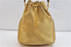 Authentic GUCCI Vintage Bamboo 2Way Shoulder Bag Suede Leather Yellow 0978D