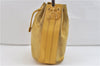 Authentic GUCCI Vintage Bamboo 2Way Shoulder Bag Suede Leather Yellow 0978D