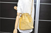 Authentic GUCCI Vintage Bamboo 2Way Shoulder Bag Suede Leather Yellow 0978D