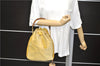 Authentic GUCCI Vintage Bamboo 2Way Shoulder Bag Suede Leather Yellow 0978D