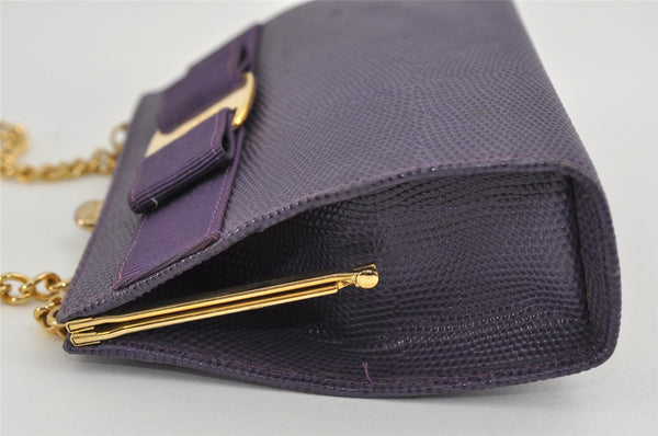 Authentic Salvatore Ferragamo Vara Shoulder Cross Body Bag Leather Purple 0979I