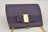 Authentic Salvatore Ferragamo Vara Shoulder Cross Body Bag Leather Purple 0979I