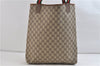 Authentic GUCCI Web Sherry Line Shoulder Tote Bag GG PVC Leather Brown 0980D