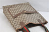 Authentic GUCCI Web Sherry Line Shoulder Tote Bag GG PVC Leather Brown 0980D