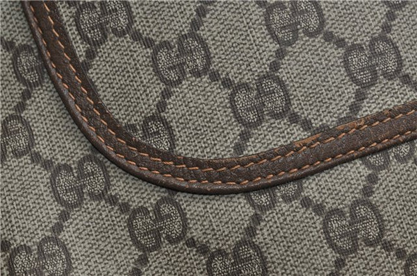 Authentic GUCCI Web Sherry Line Shoulder Tote Bag GG PVC Leather Brown 0980D