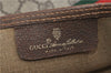 Authentic GUCCI Web Sherry Line Shoulder Tote Bag GG PVC Leather Brown 0980D