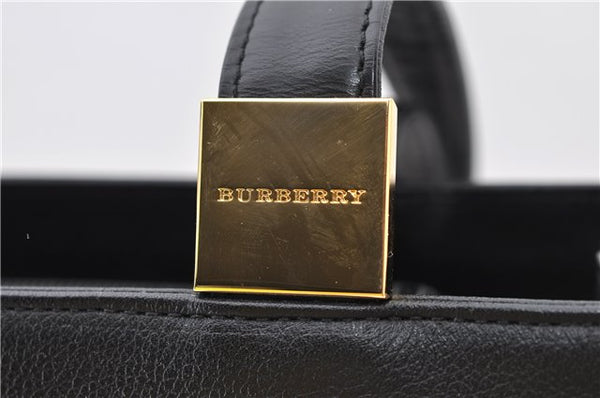 Authentic BURBERRY Vintage Leather Shoulder Tote Bag Black 0981D