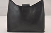 Authentic Salvatore Ferragamo Gancini Vintage Leather Shoulder Bag Black 0981I