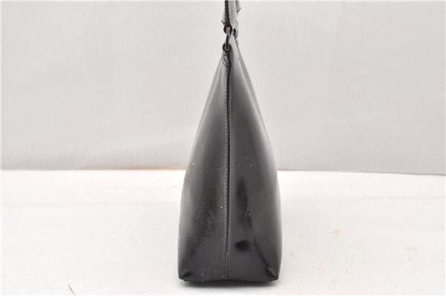 Authentic GUCCI Vintage Shoulder Hand Bag Purse Enamel Black 0982G