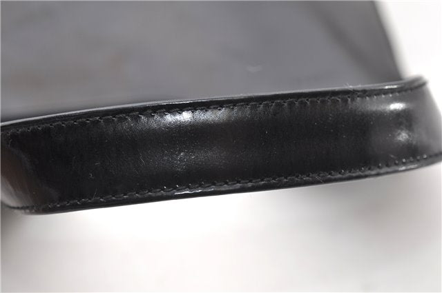 Authentic GUCCI Vintage Shoulder Hand Bag Purse Enamel Black 0982G