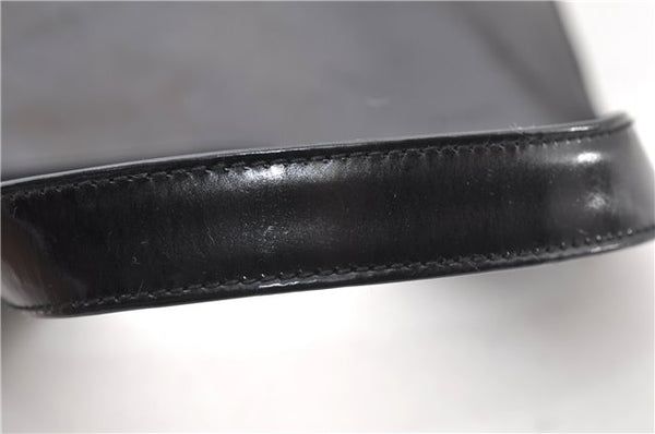 Authentic GUCCI Vintage Shoulder Hand Bag Purse Enamel Black 0982G