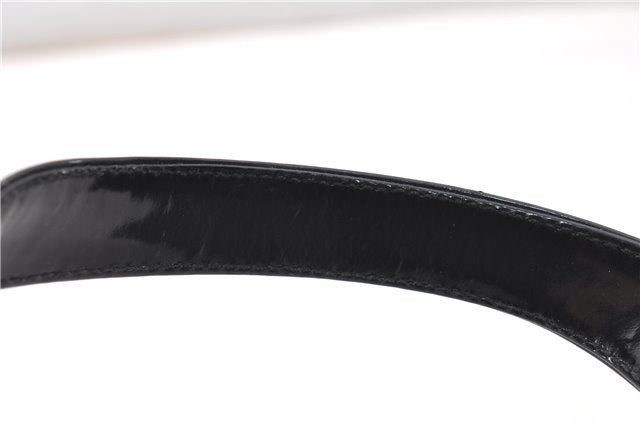 Authentic GUCCI Vintage Shoulder Hand Bag Purse Enamel Black 0982G