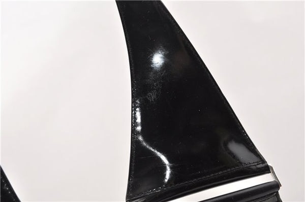 Authentic GUCCI Vintage Shoulder Hand Bag Purse Enamel Black 0982G