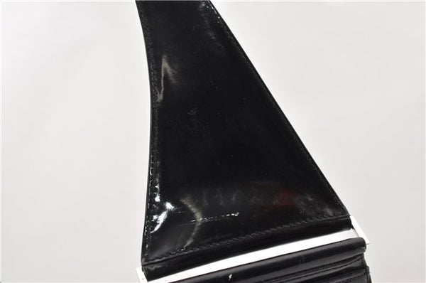 Authentic GUCCI Vintage Shoulder Hand Bag Purse Enamel Black 0982G