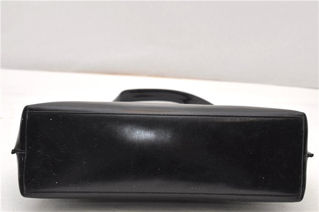Authentic GUCCI Vintage Shoulder Hand Bag Purse Enamel Black 0982G