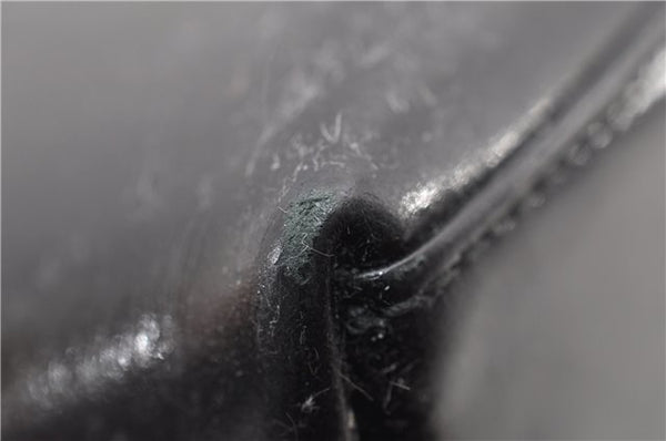 Authentic GUCCI Vintage Shoulder Hand Bag Purse Enamel Black 0982G