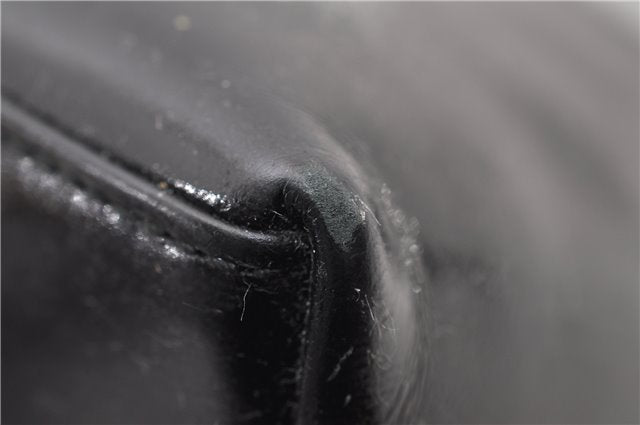 Authentic GUCCI Vintage Shoulder Hand Bag Purse Enamel Black 0982G