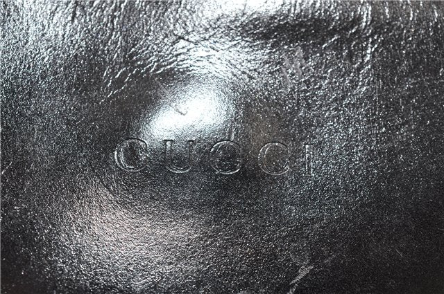 Authentic GUCCI Vintage Shoulder Hand Bag Purse Enamel Black 0982G