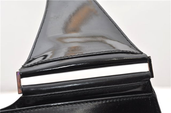 Authentic GUCCI Vintage Shoulder Hand Bag Purse Enamel Black 0982G